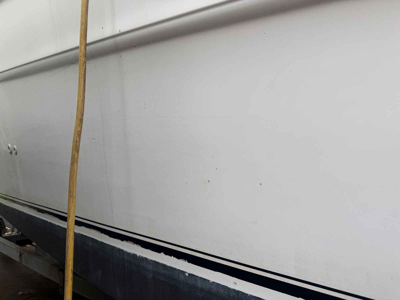Boat hull paint correction prep
