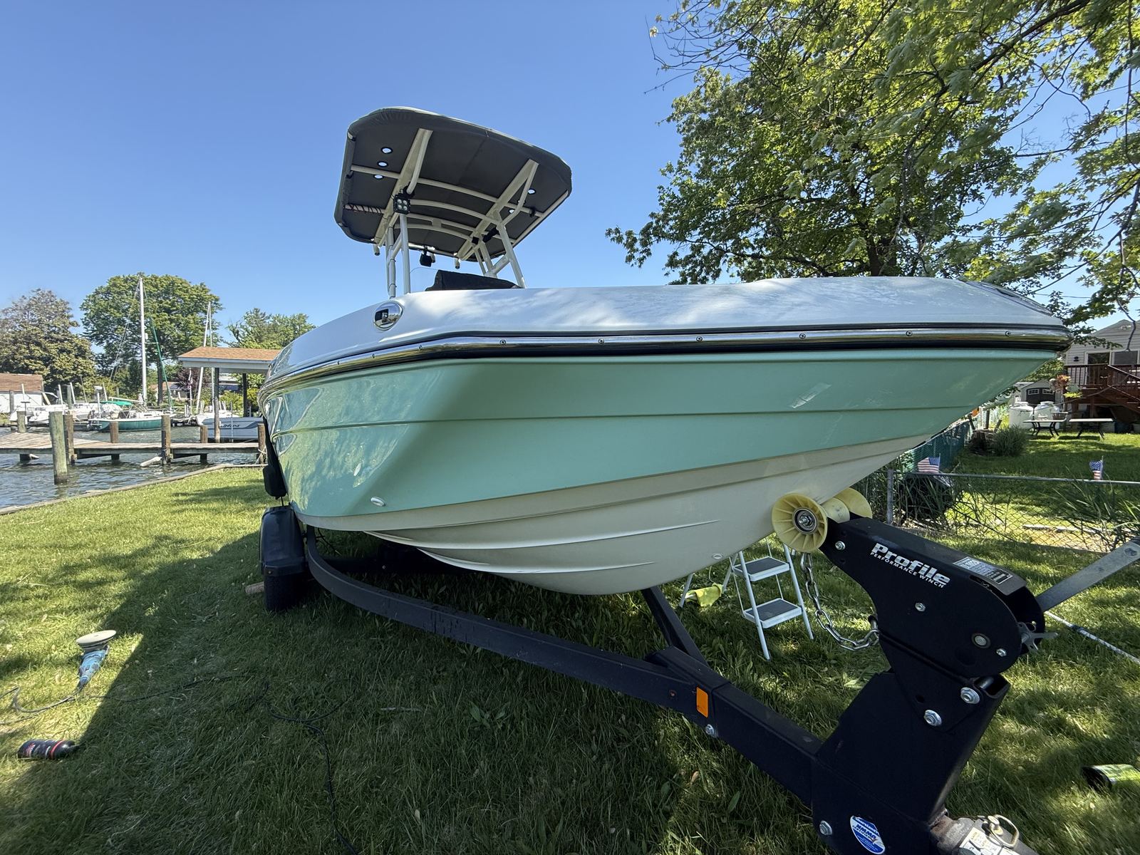 Center console boat full detail on trailer